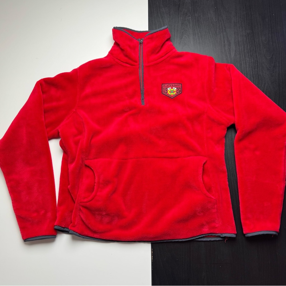 Chicago Blackhawks Women’s Reebok Cropped Style Quarter Zip Size Large NHL